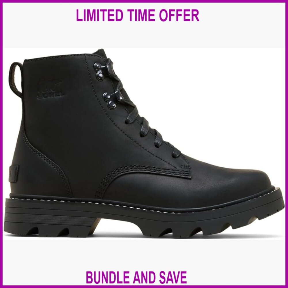 Waterproof Leather Lace-Up Work Boots with Removable Footbed